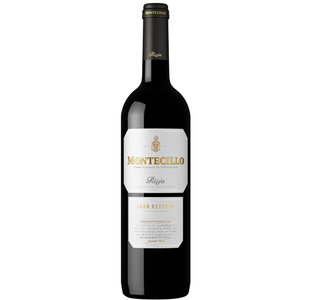 Ein hochwertiger Rotwein in einer stilvollen Flasche, die das Etikett mit dem Namen Montecillo und der Jahrgangsangabe zeigt.