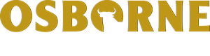 Das Logo von Osborne zeigt den Schriftzug in goldener Schrift, begleitet von einem stilisierten Stierkopf.