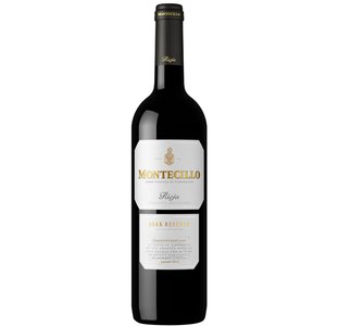 Ein hochwertiger Rotwein in einer stilvollen Flasche, die das Etikett mit dem Namen Montecillo und der Jahrgangsangabe zeigt.