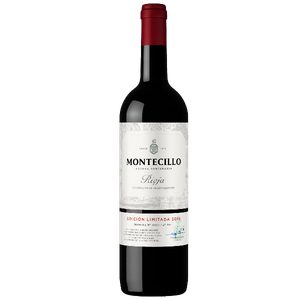 Die Flasche des Montecillo Rioja aus der limitierten Edition 2019 steht elegant auf weißem Hintergrund.